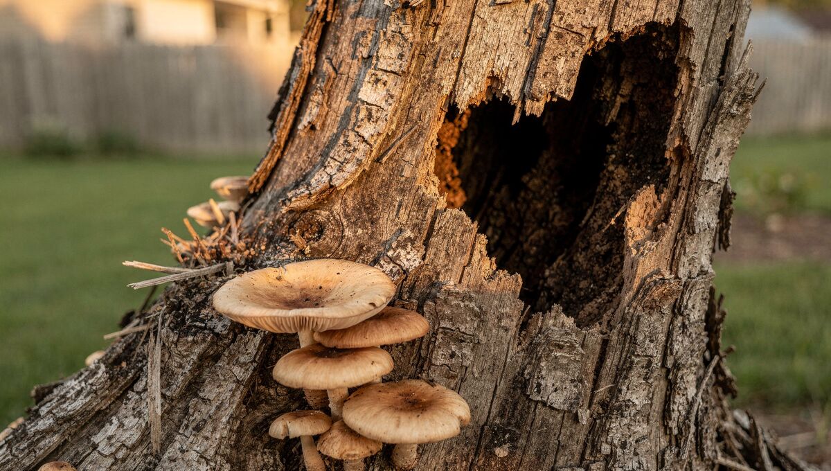 Tree showing signs of decay and damage